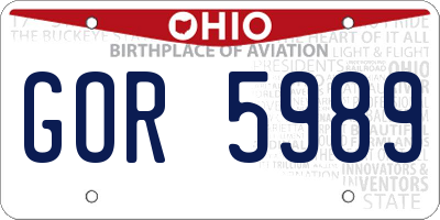 OH license plate GOR5989