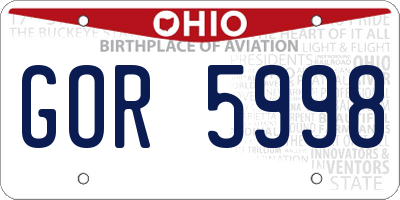 OH license plate GOR5998