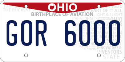 OH license plate GOR6000