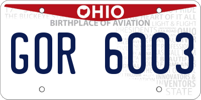 OH license plate GOR6003