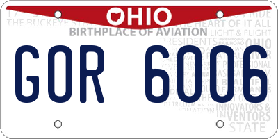 OH license plate GOR6006