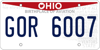 OH license plate GOR6007