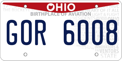 OH license plate GOR6008