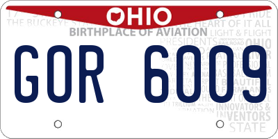 OH license plate GOR6009