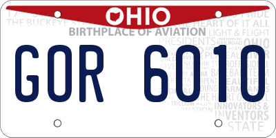 OH license plate GOR6010