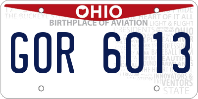 OH license plate GOR6013