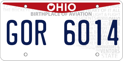 OH license plate GOR6014