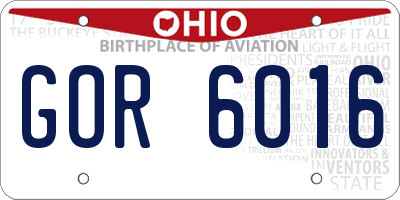 OH license plate GOR6016