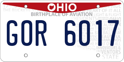 OH license plate GOR6017
