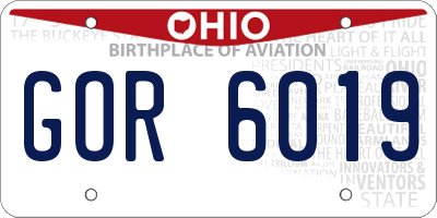 OH license plate GOR6019