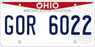 OH license plate GOR6022