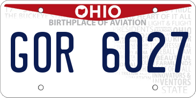 OH license plate GOR6027