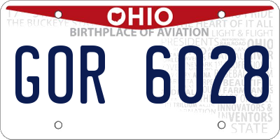 OH license plate GOR6028