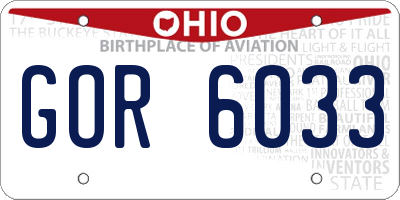 OH license plate GOR6033
