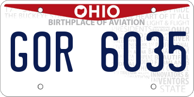 OH license plate GOR6035
