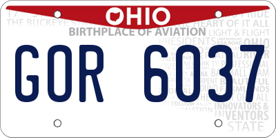 OH license plate GOR6037