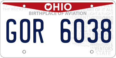 OH license plate GOR6038