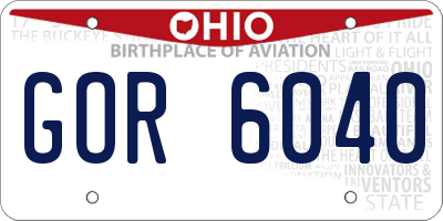 OH license plate GOR6040