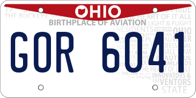 OH license plate GOR6041