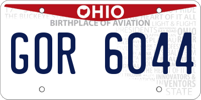 OH license plate GOR6044