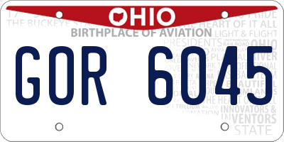 OH license plate GOR6045
