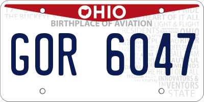 OH license plate GOR6047