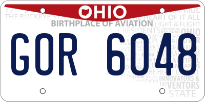 OH license plate GOR6048