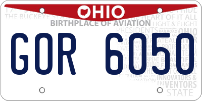 OH license plate GOR6050