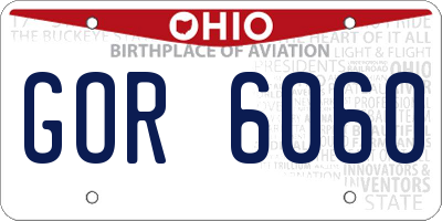 OH license plate GOR6060
