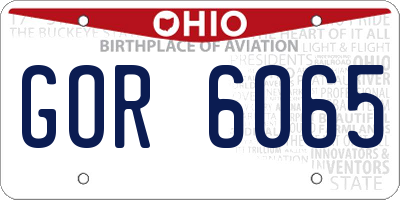 OH license plate GOR6065