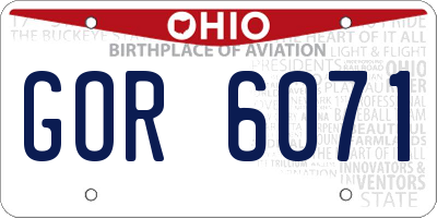 OH license plate GOR6071