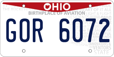 OH license plate GOR6072