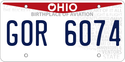 OH license plate GOR6074