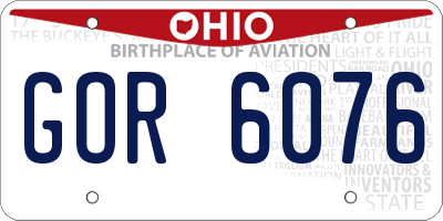 OH license plate GOR6076