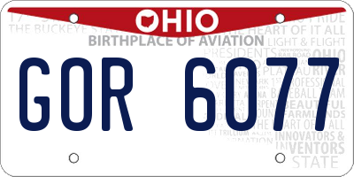 OH license plate GOR6077