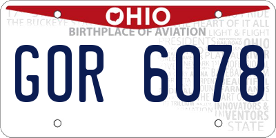 OH license plate GOR6078