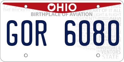 OH license plate GOR6080