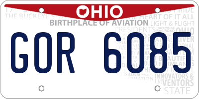 OH license plate GOR6085