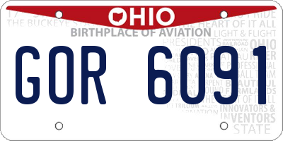 OH license plate GOR6091