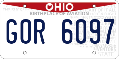 OH license plate GOR6097
