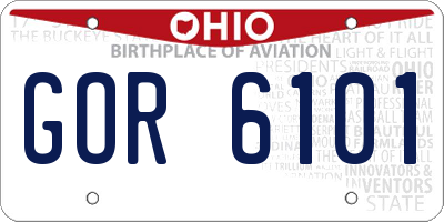 OH license plate GOR6101