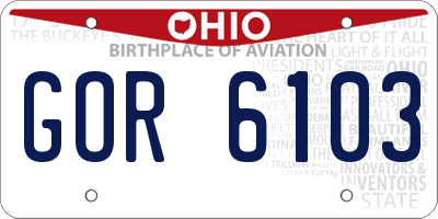OH license plate GOR6103