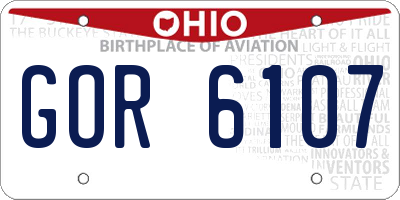 OH license plate GOR6107