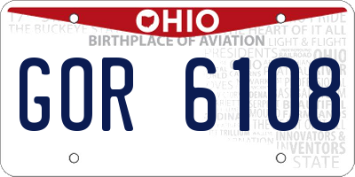 OH license plate GOR6108