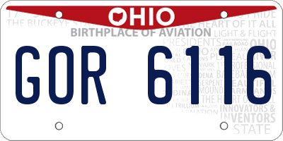 OH license plate GOR6116