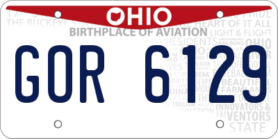 OH license plate GOR6129