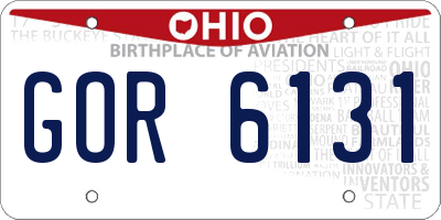 OH license plate GOR6131