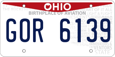 OH license plate GOR6139