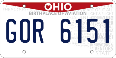 OH license plate GOR6151