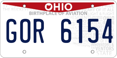 OH license plate GOR6154